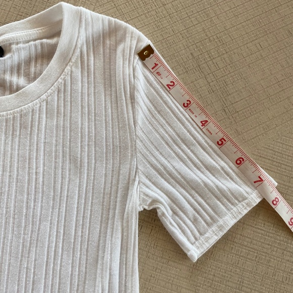 Topshop Alexa tee short sleeve ribbed white size 2 - Picture 7 of 11